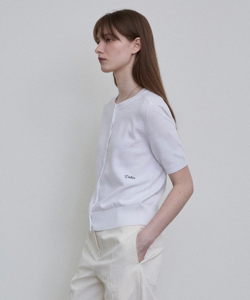 Italian Yarn Covered Button Knit Cardigan [WHITE]