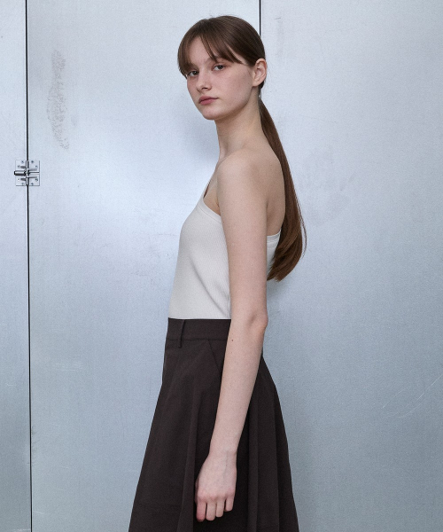 Ribbed One-Shoulder Top [WHITE]