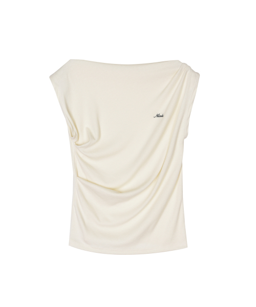 DRAPED SHIRRING SLEEVELESS TOP_CREAM