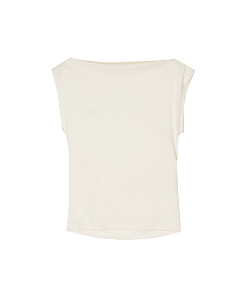 DRAPED SHIRRING SLEEVELESS TOP_CREAM