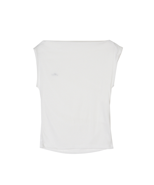 DRAPED SHIRRING SLEEVELESS TOP_WHITE