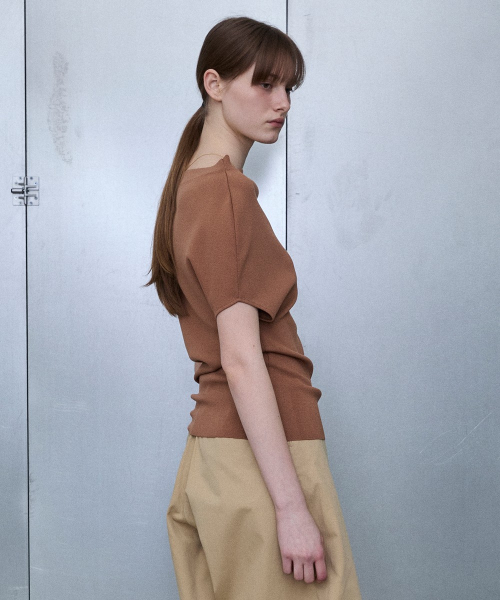 Draped One-Shoulder Knit Top [CAMEL]