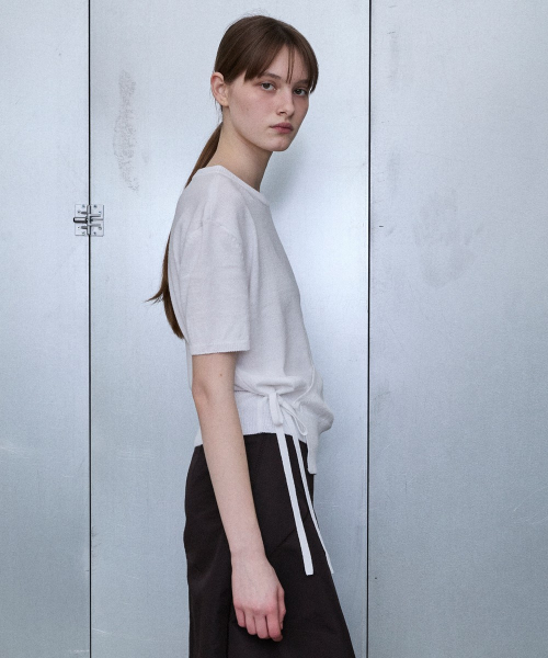 Slit Shoulder Wrap Pullover [WHITE]