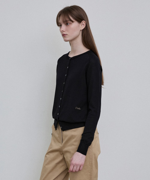 Essential Cotton Blend Cardigan [BLACK]