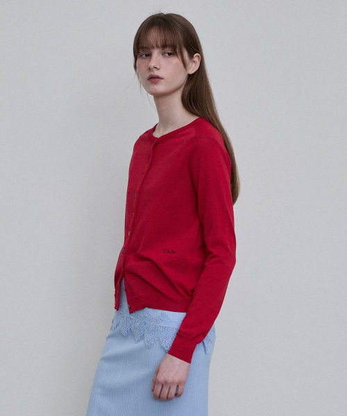 Essential Cotton Blend Cardigan [RED]