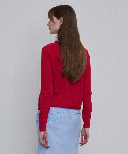Essential Cotton Blend Cardigan [RED]