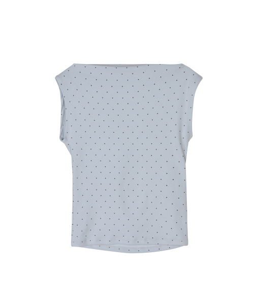 DOT SHIRRING DRAPE SLEEVELESS TOP_SORA