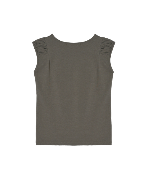 NICOLE SHIRRING SLEEVELESS TOP_BROWN