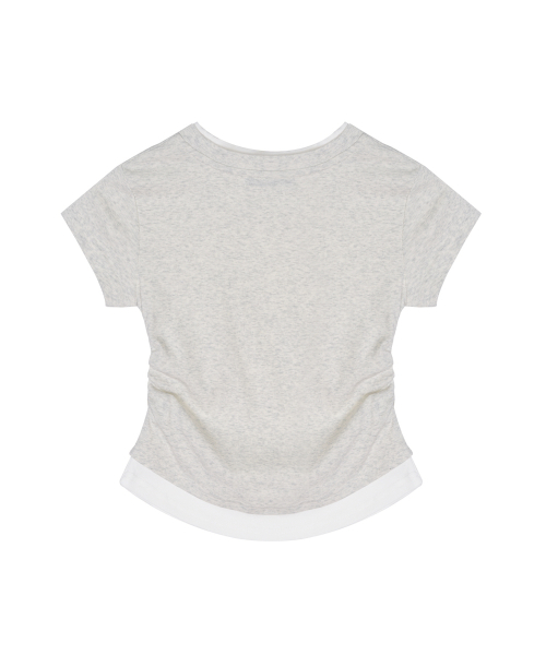 LAYERED SHIRRING SLIM TOP_MELANGE