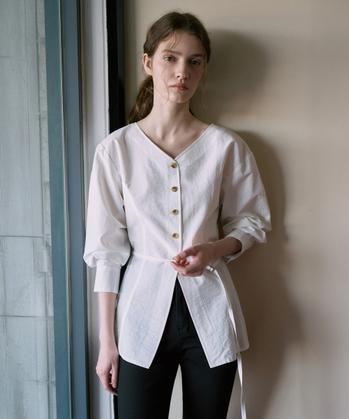 Hourglass V-Neck Blouse[LMBFSPSH316]-2color