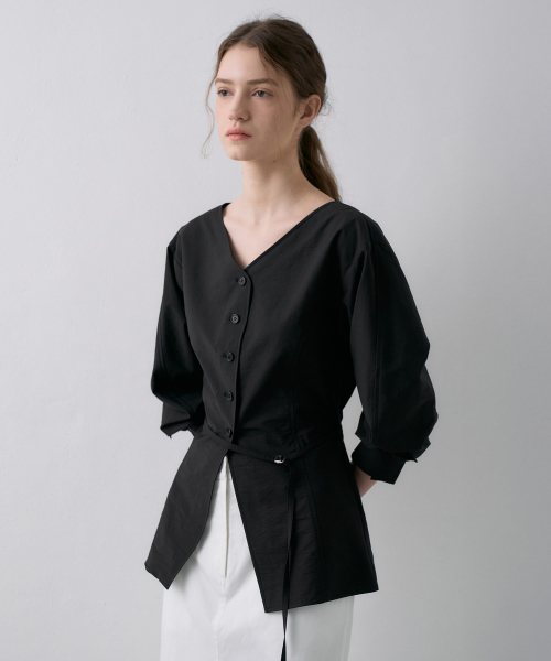 Hourglass V-Neck Blouse[LMBFSPSH316]-2color