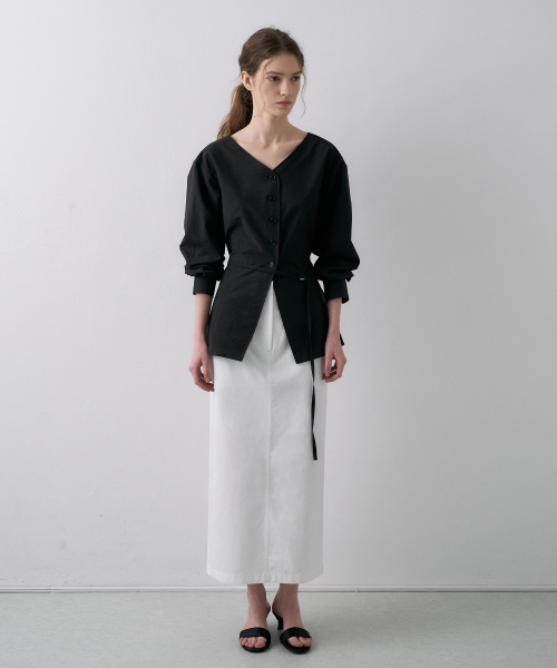 Hourglass V-Neck Blouse[LMBFSPSH316]-2color