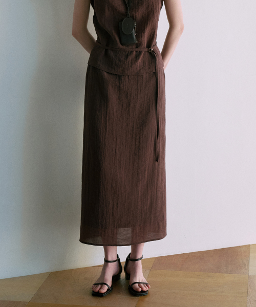 Linkle Sheer H-Line Maxi Skirt[LMBFSPSK413]-2color