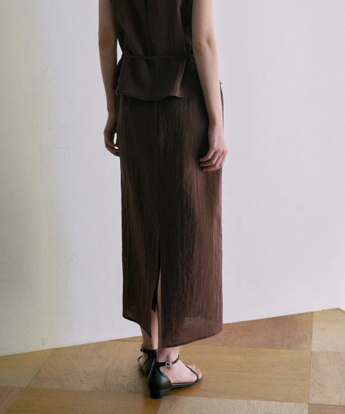 Linkle Sheer H-Line Maxi Skirt[LMBFSPSK413]-2color