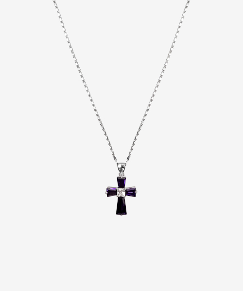 Long Dilly Cross Necklace_Purple