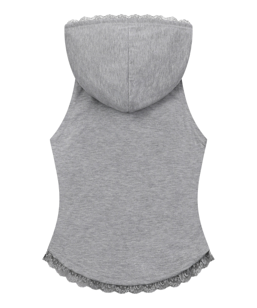 ASEN LACE SLIM HOOD SLEEVELESS (4COLOR)