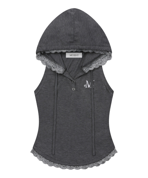 ASEN LACE SLIM HOOD SLEEVELESS (4COLOR)