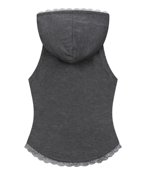 ASEN LACE SLIM HOOD SLEEVELESS (4COLOR)