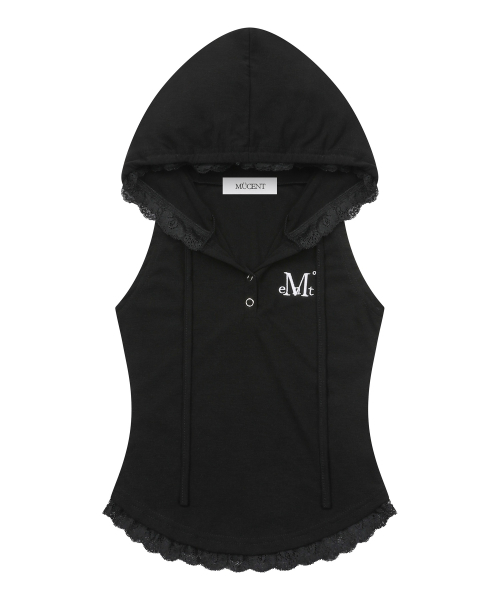 ASEN LACE SLIM HOOD SLEEVELESS (4COLOR)