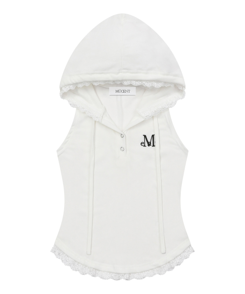 ASEN LACE SLIM HOOD SLEEVELESS (4COLOR)