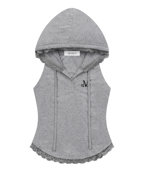 ASEN LACE SLIM HOOD SLEEVELESS (4COLOR)
