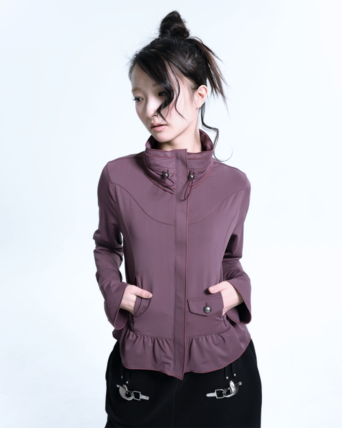 Ruffle Two Way zip-up (Old Plum)