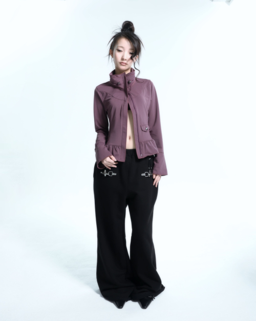 Ruffle Two Way zip-up (Old Plum)
