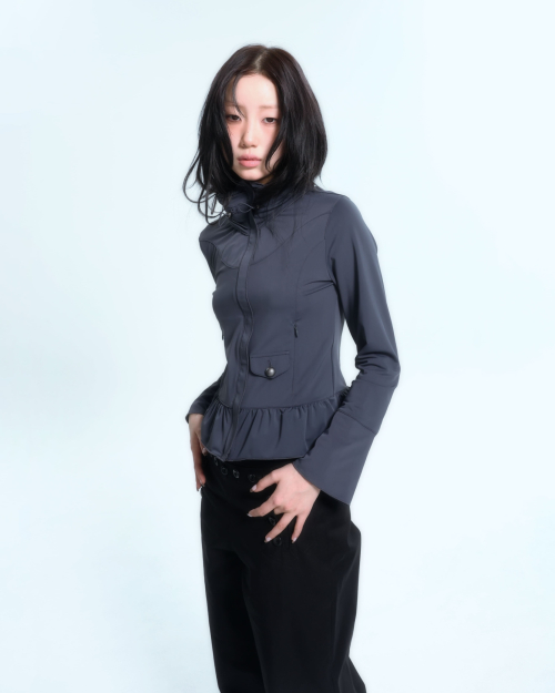 Ruffle Two Way zip-up (Ash)