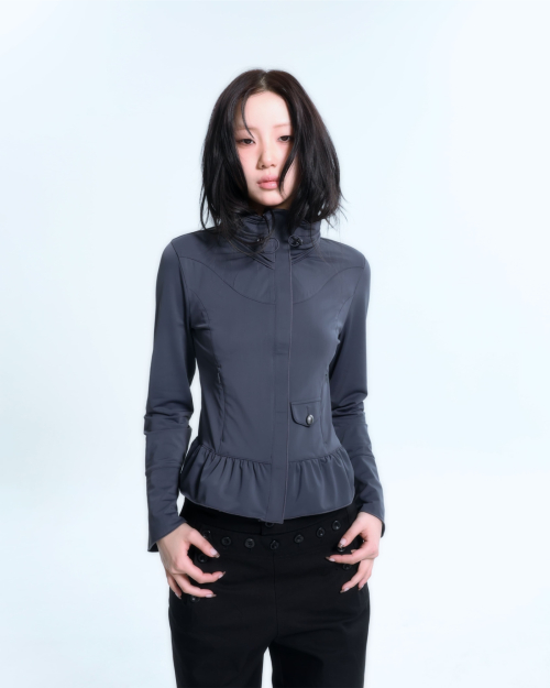 Ruffle Two Way zip-up (Ash)