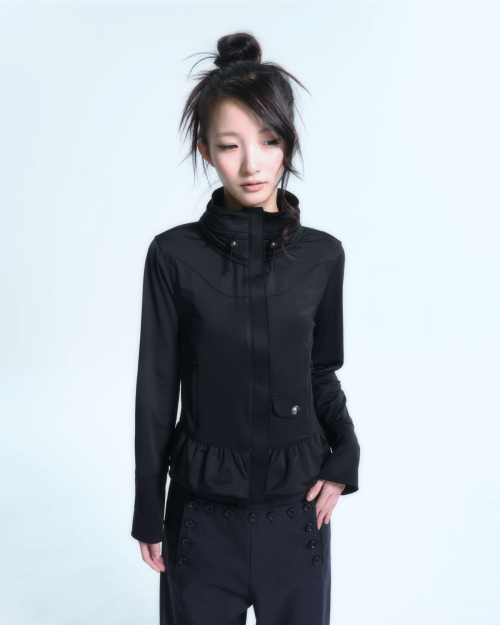 Ruffle Two Way zip-up (Black)