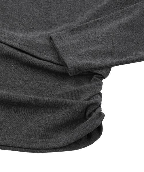 RIVA SHIRRING SLIT OFF SHOULDER LONG SLEEVE T (3COLOR)
