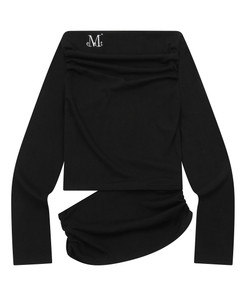 RIVA SHIRRING SLIT OFF SHOULDER LONG SLEEVE T (3COLOR)