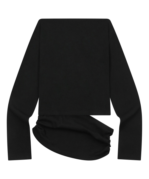 RIVA SHIRRING SLIT OFF SHOULDER LONG SLEEVE T (3COLOR)
