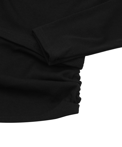 RIVA SHIRRING SLIT OFF SHOULDER LONG SLEEVE T (3COLOR)