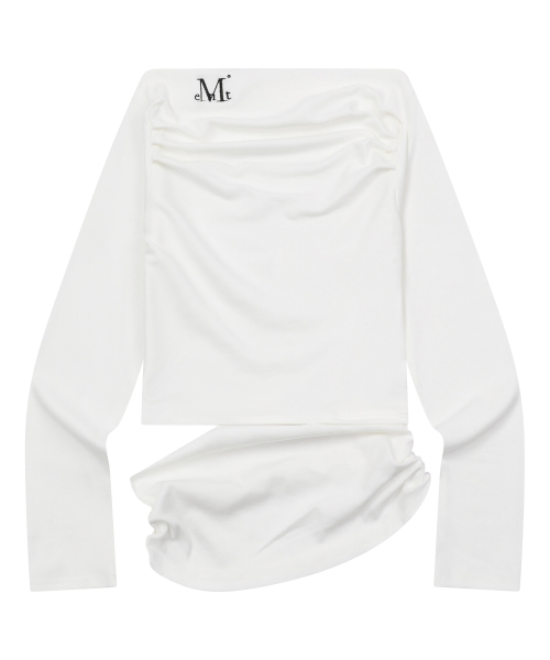 RIVA SHIRRING SLIT OFF SHOULDER LONG SLEEVE T (3COLOR)