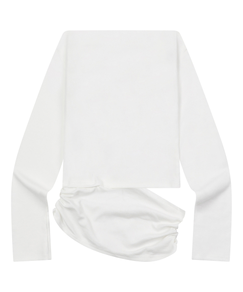 RIVA SHIRRING SLIT OFF SHOULDER LONG SLEEVE T (3COLOR)
