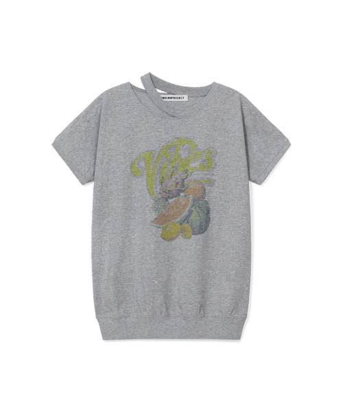 FRUITS SLIT T-SHIRT, MELANGE GRAY