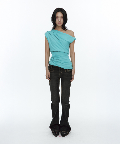 Twist Strap Shirring Top Mint