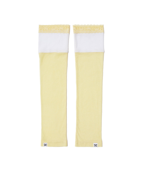 LACE LAYERED OPEN TOE SOCKS - YELLOW