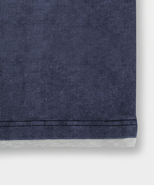 CONTRAST LAYERED ROLL-UP T-SHIRT_PIGMENT NAVY