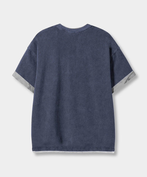 CONTRAST LAYERED ROLL-UP T-SHIRT_PIGMENT NAVY