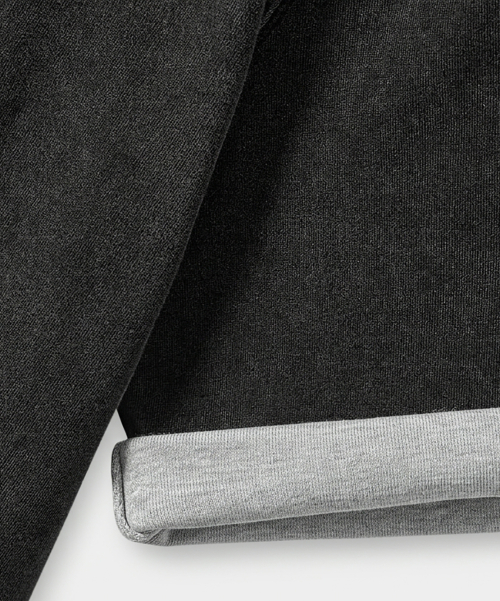 CONTRAST LAYERED ROLL-UP T-SHIRT_PIGMENT CHARCOAL