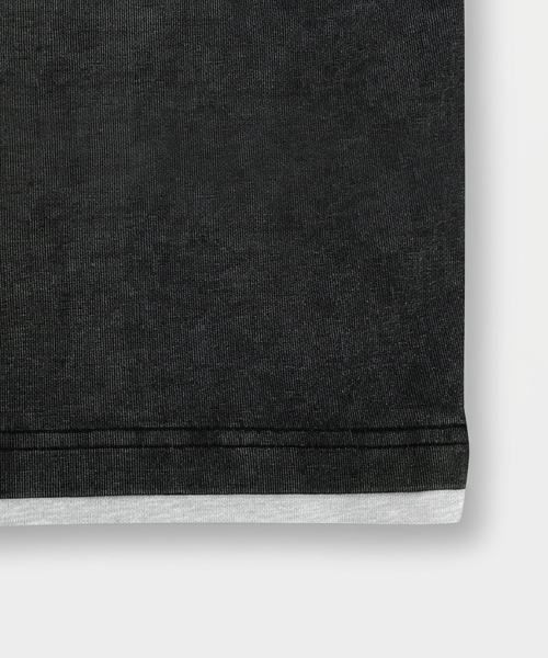 CONTRAST LAYERED ROLL-UP T-SHIRT_PIGMENT CHARCOAL