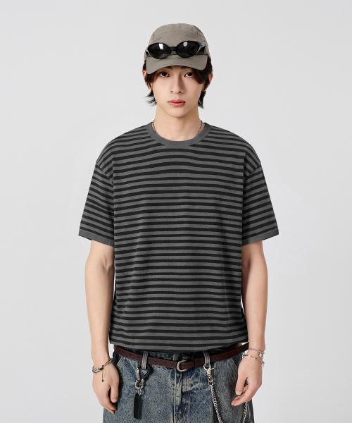 BORDER STRIPE RINGER T-SHIRT_3 COLOR