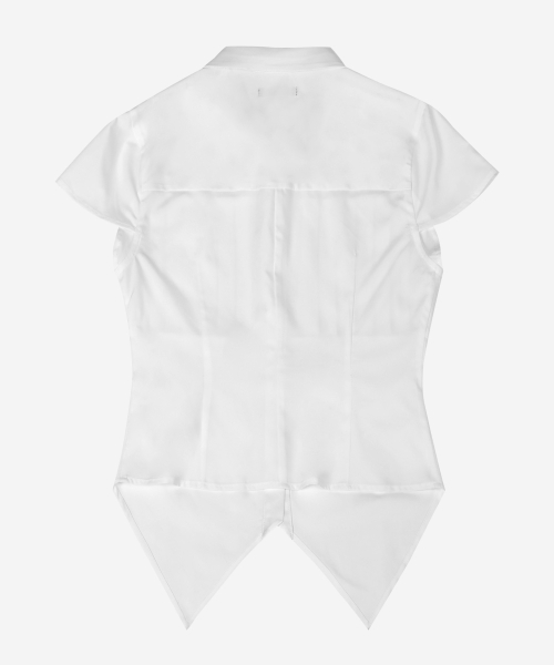 Cross Pleated Shirt #White