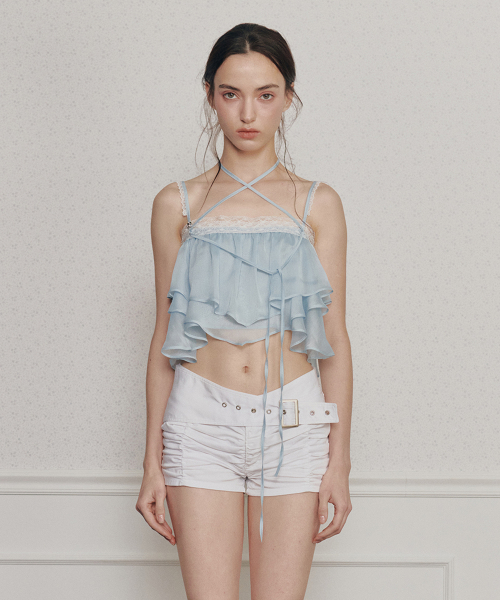 MERMAID FRILL TOP light blue