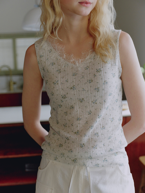 V-neck Lace Sleeveless MU2634TS315M_GREY
