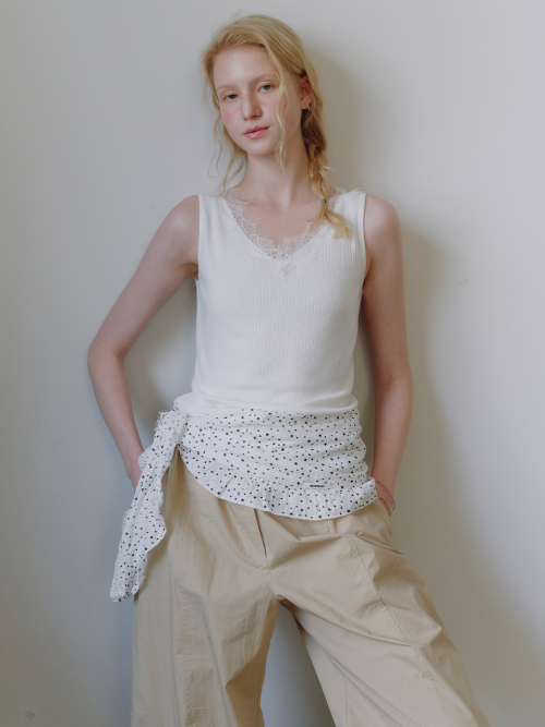 V-neck Lace Sleeveless MU2634TS315M_WHITE