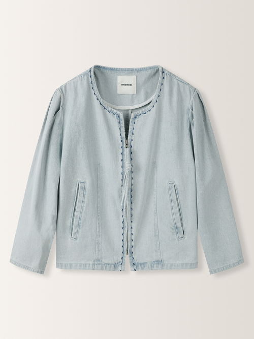 Volume Sleeve Embroidered Denim Jacket MU2634JK307M