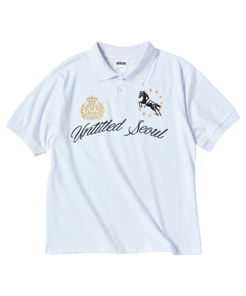 UNTITLED CREST POLO CROP SHORT SLEEEVE WHITE